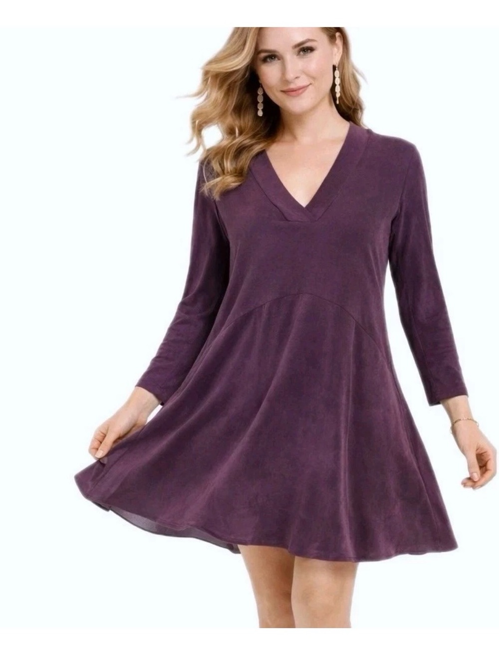 Anthropologie DOLAN Left Coast Collection Side M Plum Purple V-Neck Tunic Dress